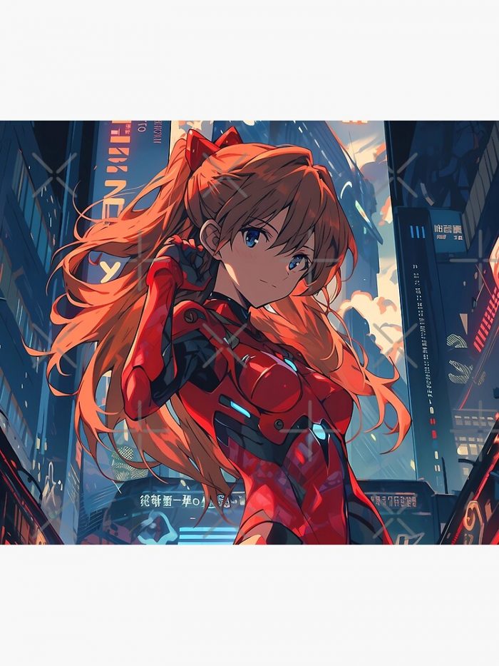 Asuka Langley Soryu Tokyo Night Reverie Anime Waifu Tapestry Official Cow Anime Merch