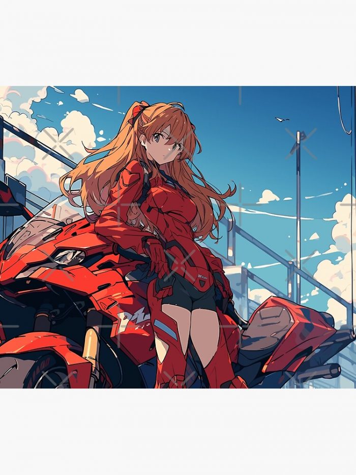 Asuka Langley Soryu - Riding The Neon Night Anime Girl Waifu Tapestry Official Cow Anime Merch