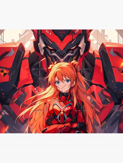 Asuka Langley Soryu - Neon Genesis Evangelion Anime Girl Waifu Unit 02 Robot Mecha Tapestry Official Cow Anime Merch