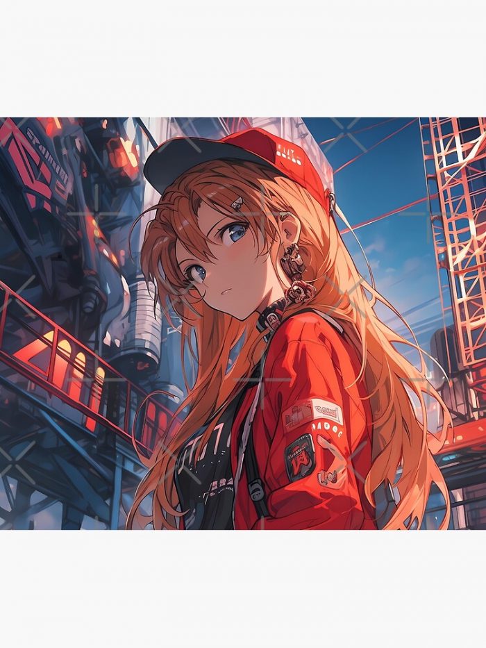 Asuka Langley Soryu - Neon Genesis Evangelion Anime Girl Waifu Tokyo Night Japan Tapestry Official Cow Anime Merch