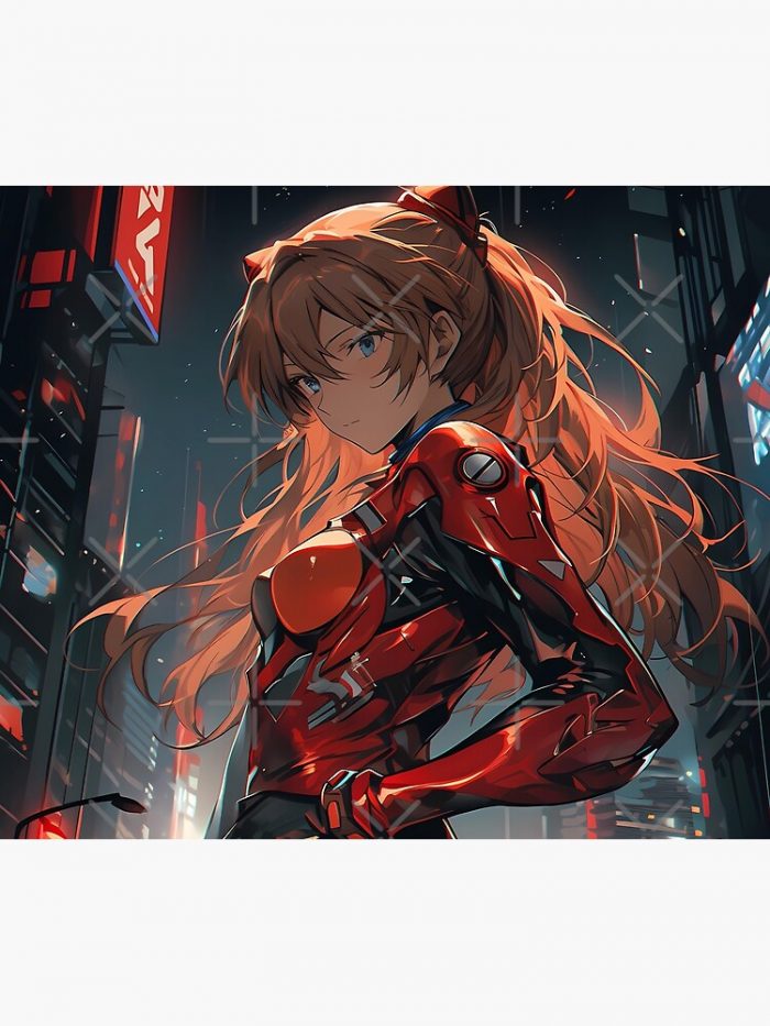 Asuka Langley Soryu Tokyo Night Temptation Anime Girl Waifu Tapestry Official Cow Anime Merch