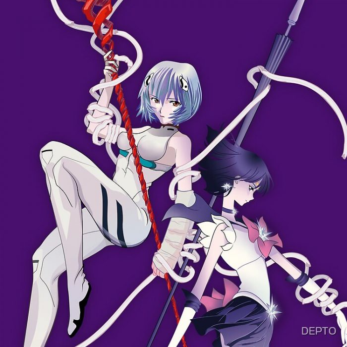 Rei Ayanami & Hotaru Tomoe Crossover Fanart Tote Bag Official Cow Anime Merch