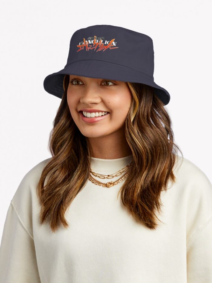 Neon Genesis Evangelion Logo Sticker Bucket Hat Official Cow Anime Merch