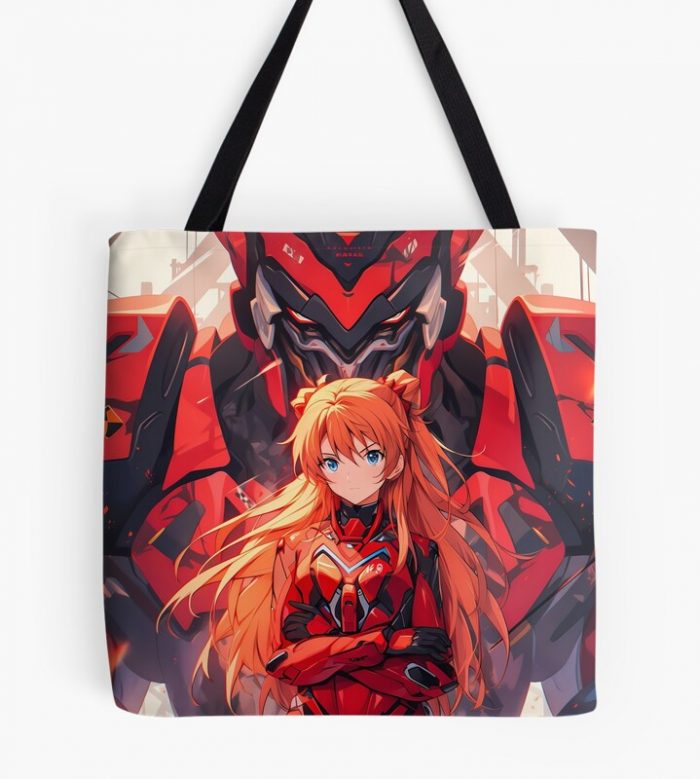 Asuka Langley Soryu - Neon Genesis Evangelion Anime Girl Waifu Unit 02 Robot Mecha Tote Bag Official Cow Anime Merch