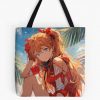 Asuka Langley Soryu - Beach Bliss In Neon Genesis Evangelion Waifu Tote Bag Official Cow Anime Merch