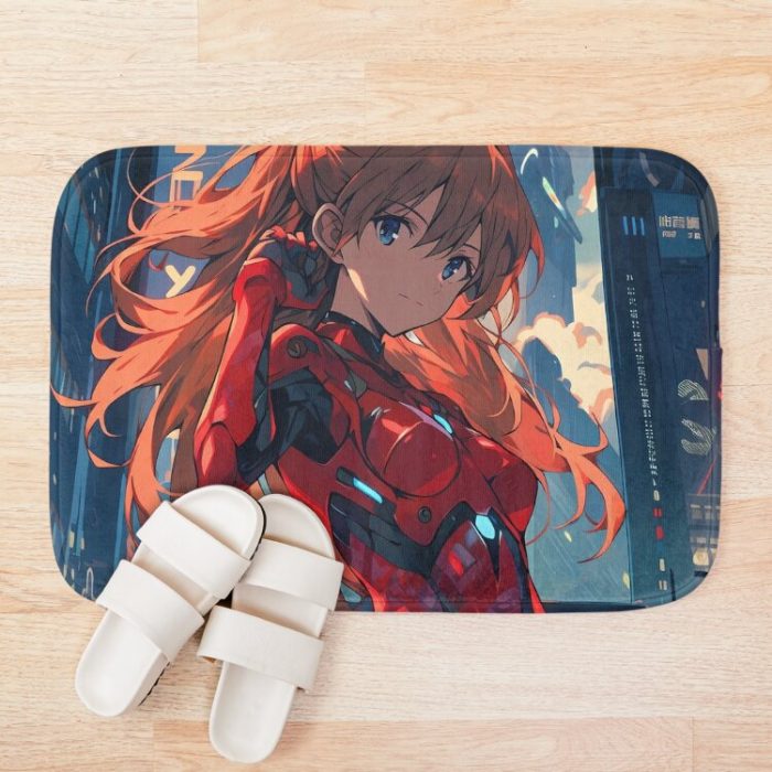 Asuka Langley Soryu Tokyo Night Reverie Anime Waifu Bath Mat Official Cow Anime Merch