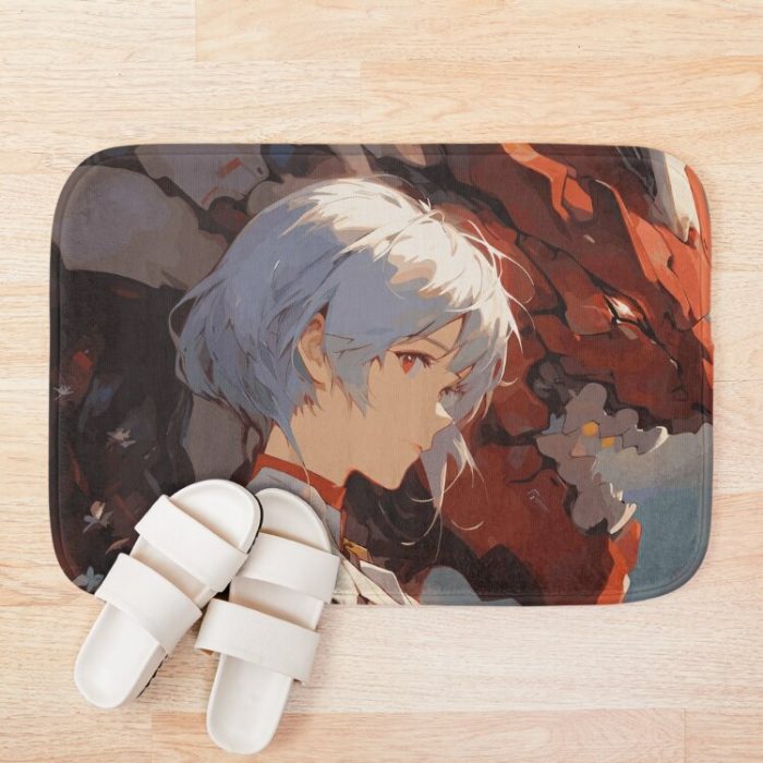 Rei Ayanami Enigmatic Elegance In Neon Genesis Evangelion Bath Mat Official Cow Anime Merch