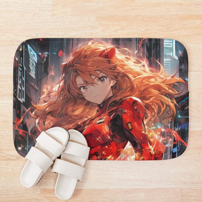 Asuka Langley Soryu Neon Genesis Evangelion Anime Girl Waifu Tokyo Night Japan Bath Mat Official Cow Anime Merch