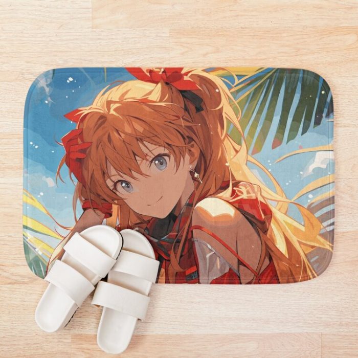 Asuka Langley Soryu - Beach Bliss In Neon Genesis Evangelion Waifu Bath Mat Official Cow Anime Merch