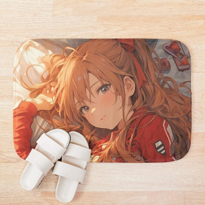 Asuka Langley Soryu Neon Genesis Evangelion Anime Girl Waifu Bedroom Kawaii Bath Mat Official Cow Anime Merch