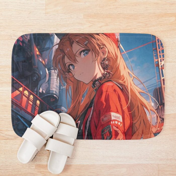 Asuka Langley Soryu - Neon Genesis Evangelion Anime Girl Waifu Tokyo Night Japan Bath Mat Official Cow Anime Merch