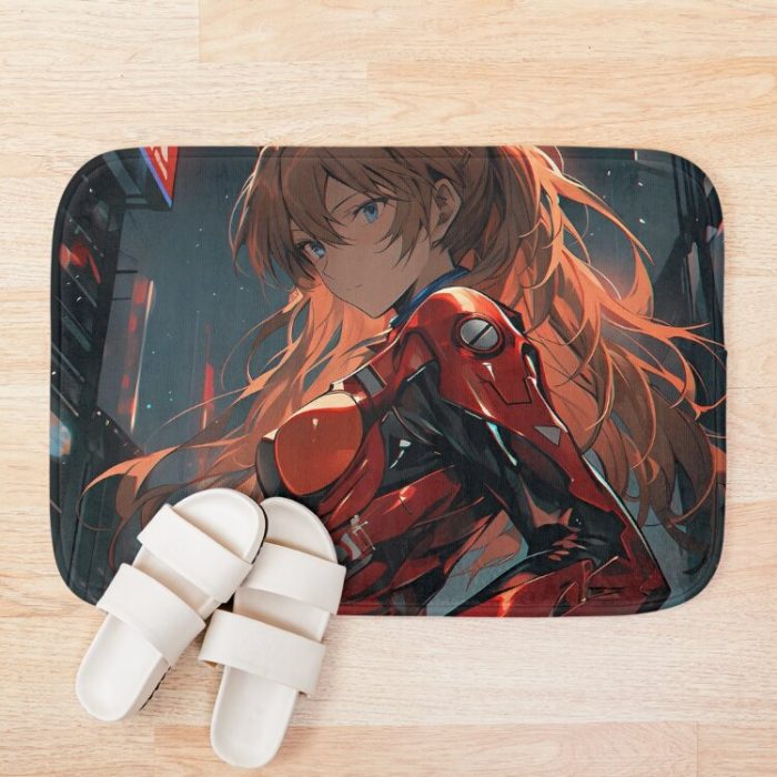 Asuka Langley Soryu Tokyo Night Temptation Anime Girl Waifu Bath Mat Official Cow Anime Merch