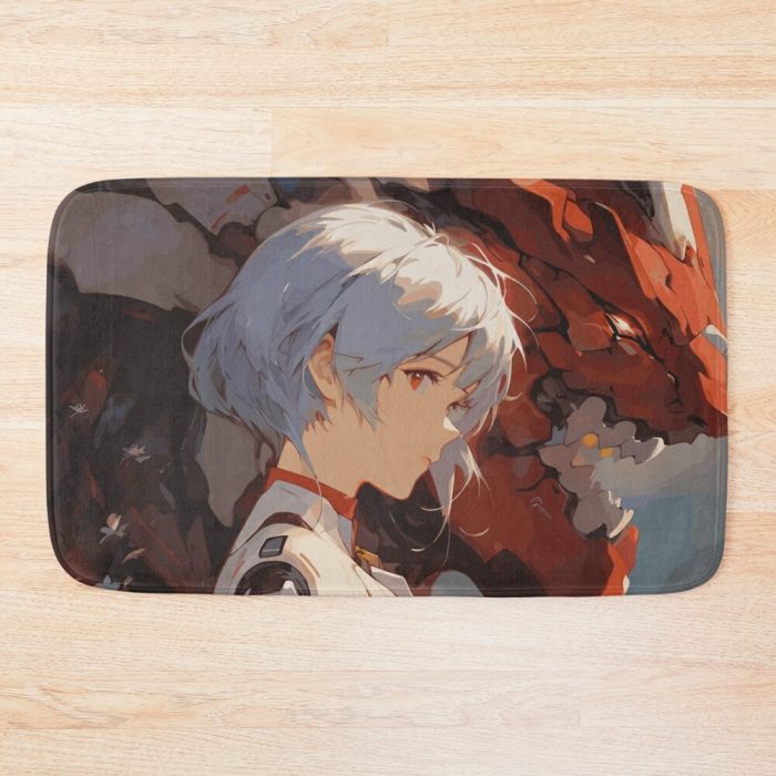 Rei Ayanami Enigmatic Elegance In Neon Genesis Evangelion Bath Mat Official Cow Anime Merch