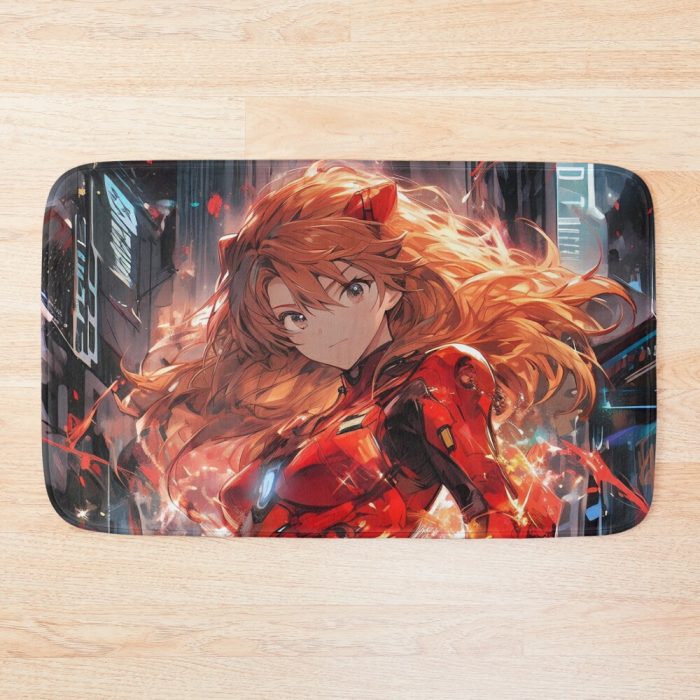 Asuka Langley Soryu Neon Genesis Evangelion Anime Girl Waifu Tokyo Night Japan Bath Mat Official Cow Anime Merch