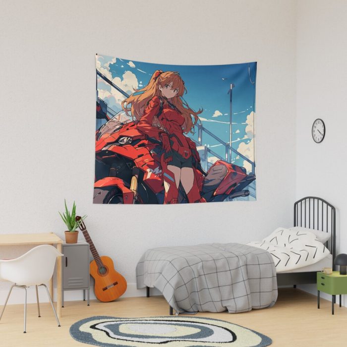 Asuka Langley Soryu - Riding The Neon Night Anime Girl Waifu Tapestry Official Cow Anime Merch