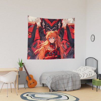 Asuka Langley Soryu - Neon Genesis Evangelion Anime Girl Waifu Unit 02 Robot Mecha Tapestry Official Cow Anime Merch