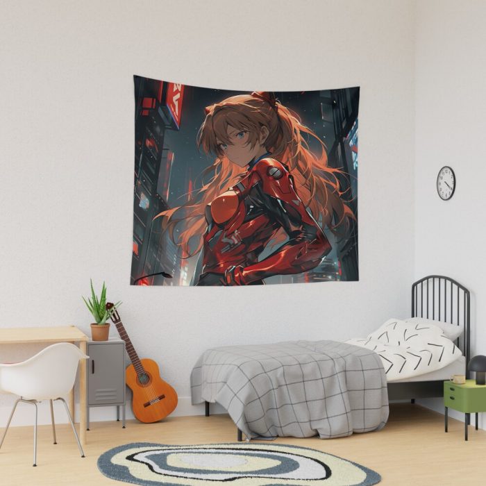 Asuka Langley Soryu Tokyo Night Temptation Anime Girl Waifu Tapestry Official Cow Anime Merch