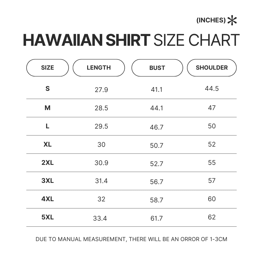 Hawaiian Shirt Size Chart - Evangelion Store